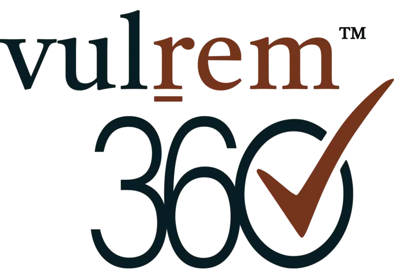 Vulrem 360 Logo with Stylized 360 and Checkmark.